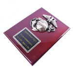 Pircture of Cherry finish plaque with Marine Corps Emblem with Logo