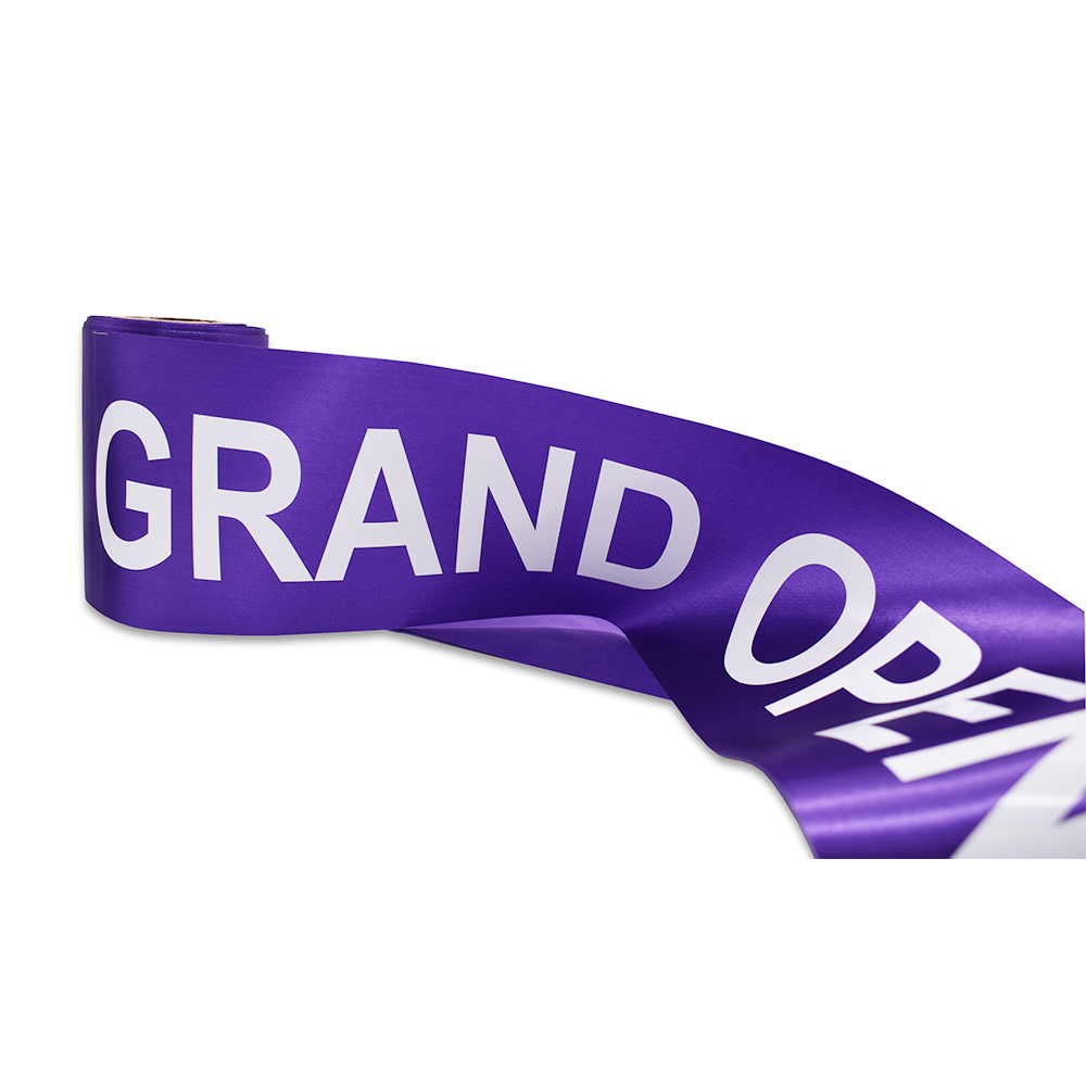 purple grand opening pre printed ribbon