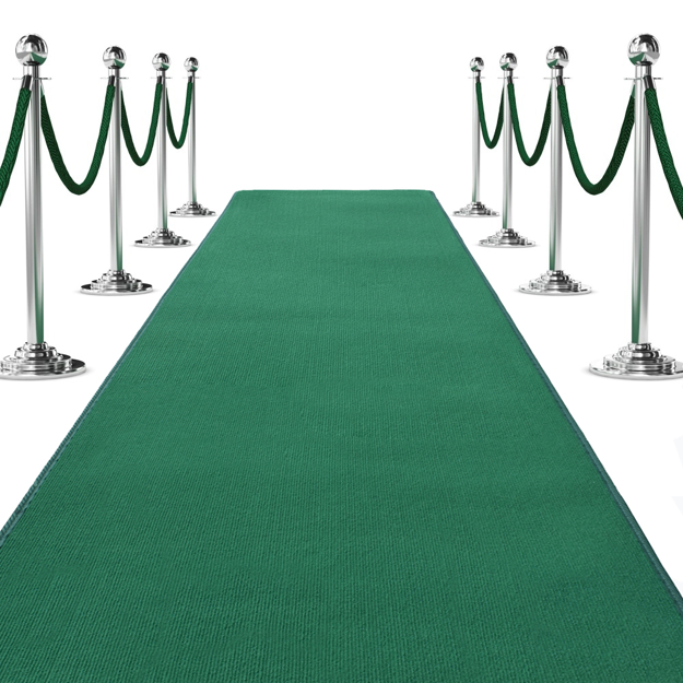 Standard Green Ceremonial Carpet Runner shown with Stanchions