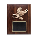Brass eagle on a wooden plaque with black area for engraving