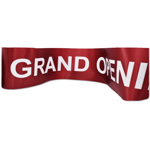 Picture of the Burgundy Pre-printed Grand Opening Ribbon