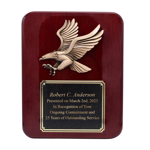 Custom Wood plaque featuring American eagle emblem and black area for engraving