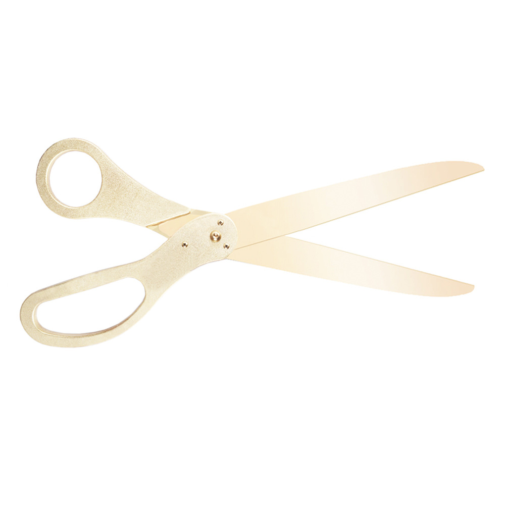 3 Foot Ceremonial Scissors - Hunter Green Handles - Golden Openings