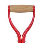 Close up picture of a Red Ceremonial Groundbreaking Shovel Handle.