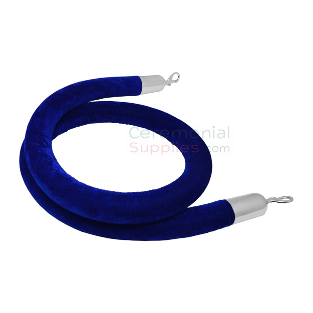 6 Ft Royal blue stanchion rope with polished steel finish.