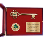 Key Display Case with 2" Medallion Insert and 1" Key Customization and Plaque