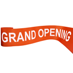 Picture of a full Pre-printed Orange Grand Opening Ribbon