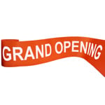 Picture of a full Pre-printed Orange Grand Opening Ribbon