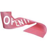 Picture of the Pre-printed Pink Grand Opening Ribbon