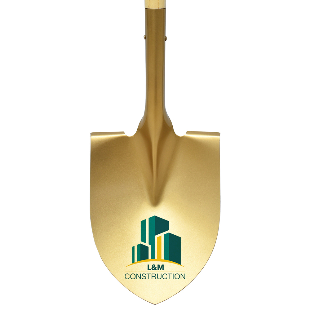 gold-matte finish shovel blade with printed logo