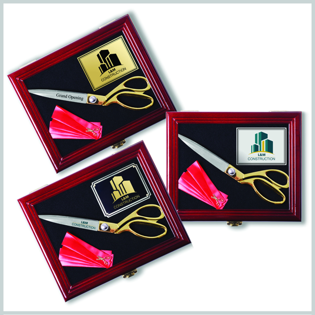 Ceremonial Scissor Display Case for 10.5 inch Scissors Front with Logo.