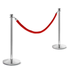 Luxury Chrome Steel Stanchion and Red Rope Line Management Set