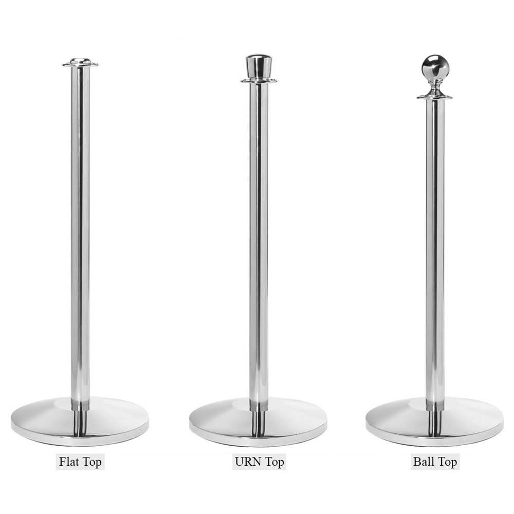 3chrome  stanchions style urn-top, ball-top and flat-top
