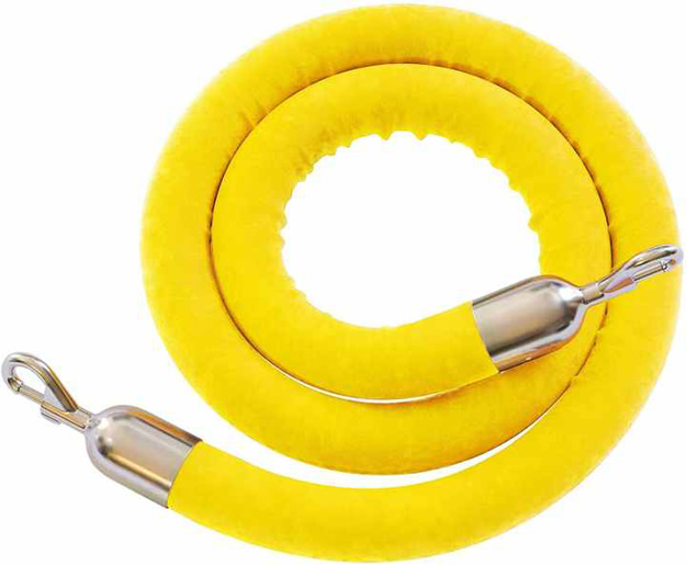 Yellow Color Stanchion Rope Brass Hooks