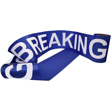 Blue Pre-printed Groundbreaking Ribbon Picture of the Blue Pre-printed Groundbreaking Ribbon