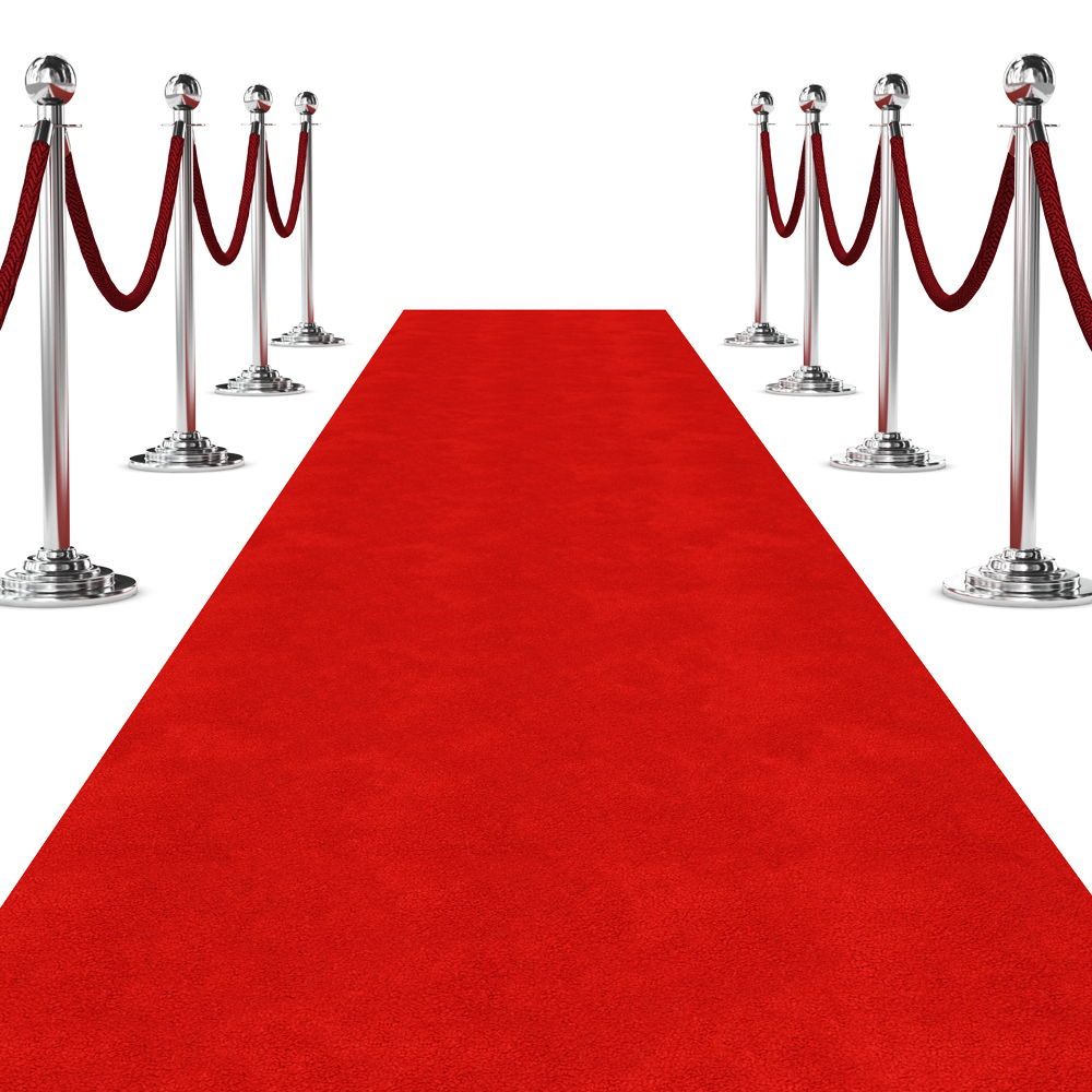 red carpet runner with stanchions and red velvet rope