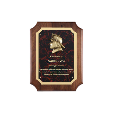 Firefighter Walnut Plaque Picture of Firefighter bust on walnut plaque