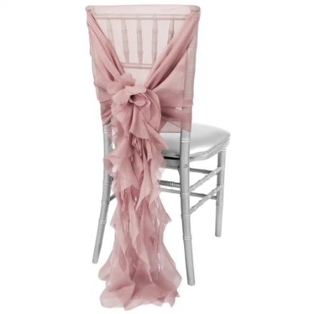 mauve Soft Curly Willow Ruffles Chair Sash & Cap Image of the mauve Soft Curly Willow Ruffles Chair Sash & Cap