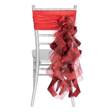 Apple Red Elegant Curly Willow Chair Sash Image of the Apple Red Elegant Curly Willow Chair Sash