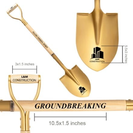 Customized Matte Gold Groundbreaking shovel Customized Matte Gold Groundbreaking shovel