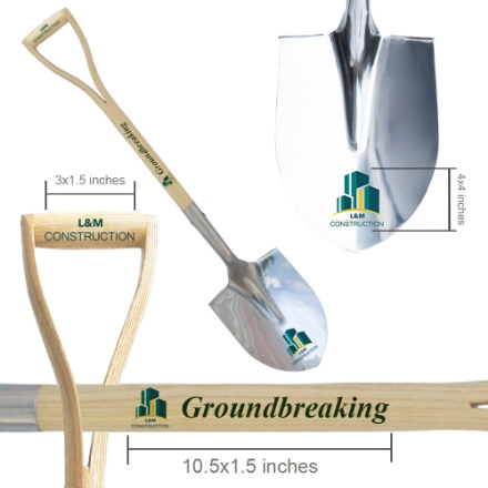 Standard Chromed Stainless Steel Groundbreaking Shovel Measurements Standard Chromed Stainless Steel Groundbreaking Shovel Measurements