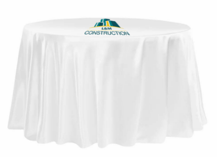 White Customized Round Satin Tablecloth White Customized Round Satin Tablecloth