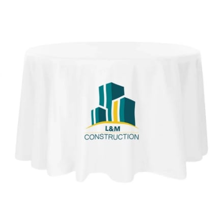 White Customized Event Circle Tablecloth Front Print White Customized Event Circle Tablecloth Front Print