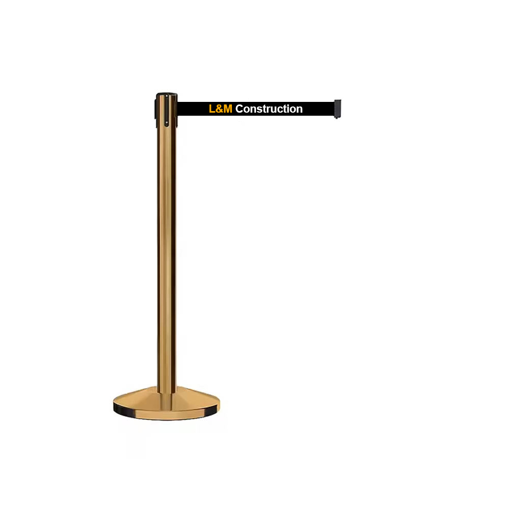 branded retractable stanchion gold color