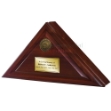Closed triangle display with brass plate and choice of military seal