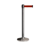 Customizable Red Retractable Belt Chrome Stanchion Barrier