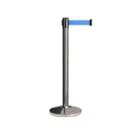 Customizable Blue Retractable Belt Chrome Stanchion Barrier