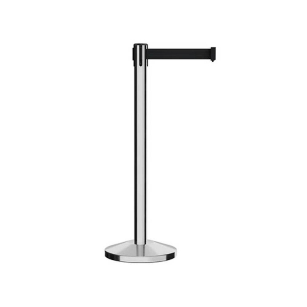 Customizable Black Retractable Belt Chrome Stanchion Barrier