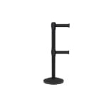 Black Dual-Belt Retractable Stanchion Post with Black Belts
