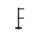 Black Dual-Belt Retractable Stanchion Post with Black Belts