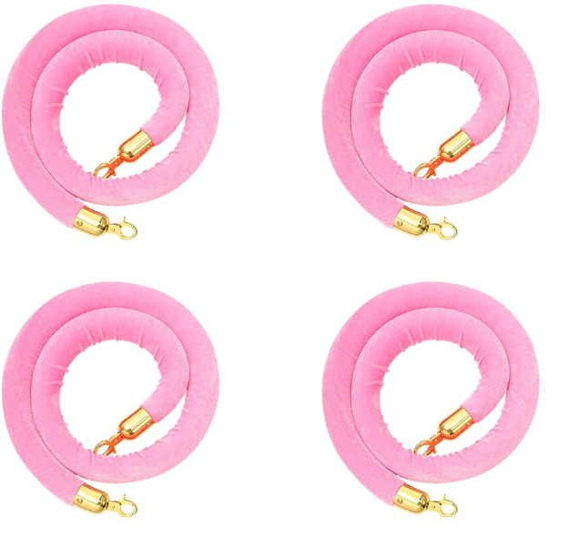 Image of four Pink Velvet Stanchion Ropes 6 Ft