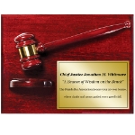 Rosewood Gavel Plaque Gold Plate