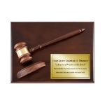 Genuine Walnut Gavel Plaque Gold Plate