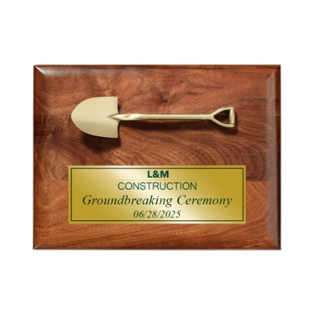 Groundbreaking Ceremony Commemorative Plaque Gold Plate