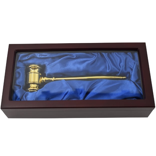 Elegant Brass Gavel Presentation Box Set