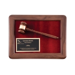 Personalized Walnut & Maroon Velour Gavel Plaque Black