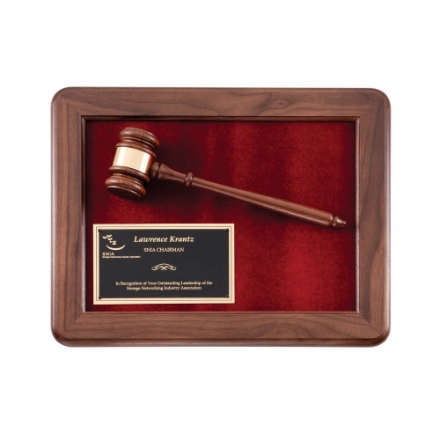 Personalized Walnut & Maroon Velour Gavel Plaque Black Personalized Walnut & Maroon Velour Gavel Plaque Black