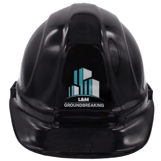 Black Hard Hat Customized Front View