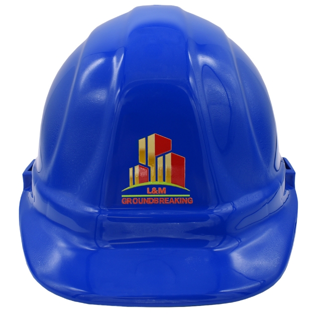 Blue Hard Hat Customized Front View