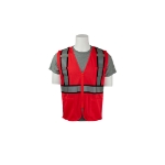 Red Safety Vest with reflective silver straps front