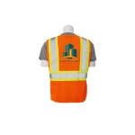 Orange Safety Vest with reflective silver straps back Customized