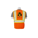 Orange Safety Vest with reflective silver straps back Customized