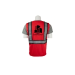 Red Safety Vest with reflective silver straps back Customized Black