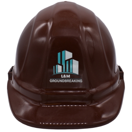 Brown Groundbreaking Hard Hat Front Custom Brown Groundbreaking Hard Hat Front Custom