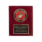 US Marine Corps Medallion Award Plaque Black Gold Engraving