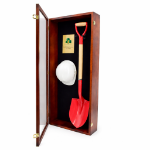 Cherry Groundbreaking Shovel & Hard Hat Display Case
